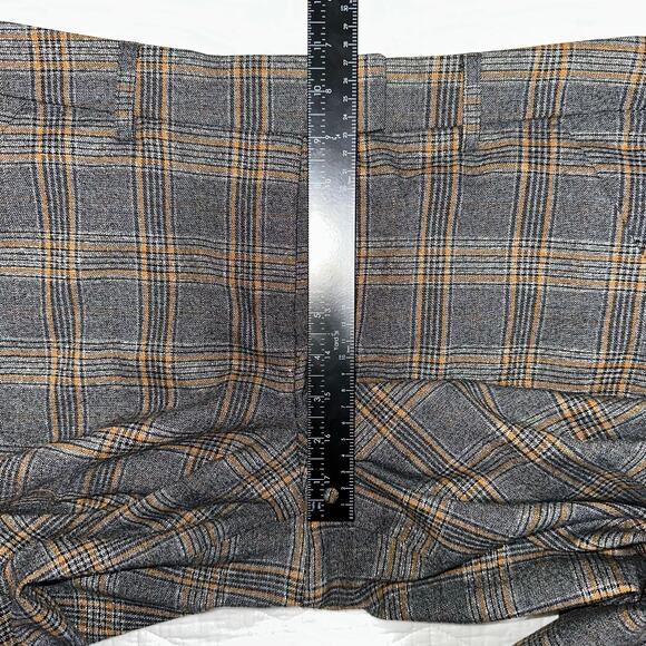 Express Editor Women's Metallic Plaid Trouser Pants Gray Brown Gold Size 8 - Picture 12 of 13